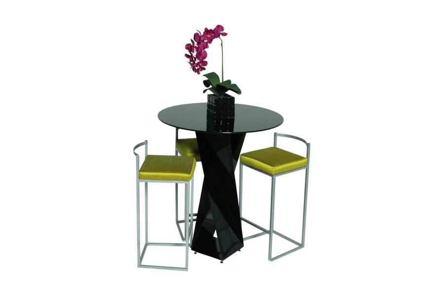 Twist Tail High Table With, Chartreuse Bar Stools