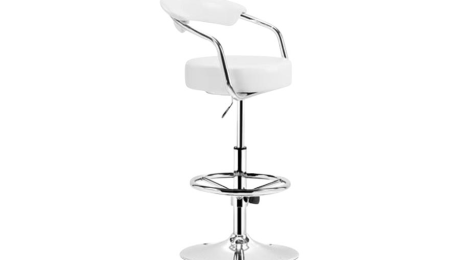 Adjustable Barber Barstool in Luxurious White Leatherette