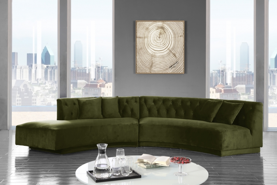 Savannah aluminum & wicker deep seating collection Sasha Sectional (Olive Green) • Lux Lounge EFR (888) 247-4411